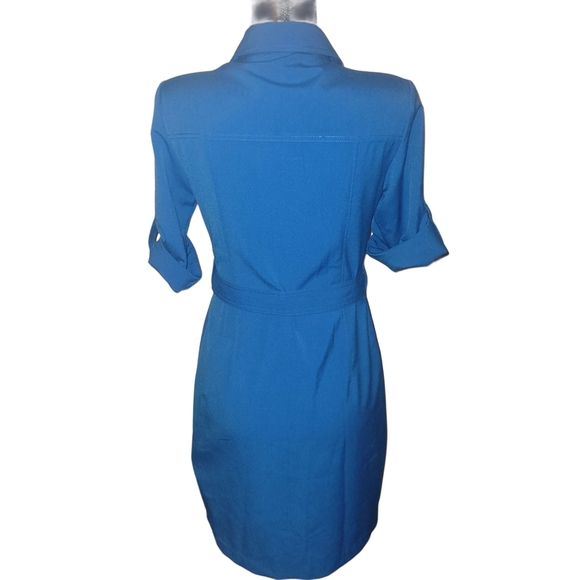 Sharagano Blue Belted Utility Dress 6 - Picture 6 of 7